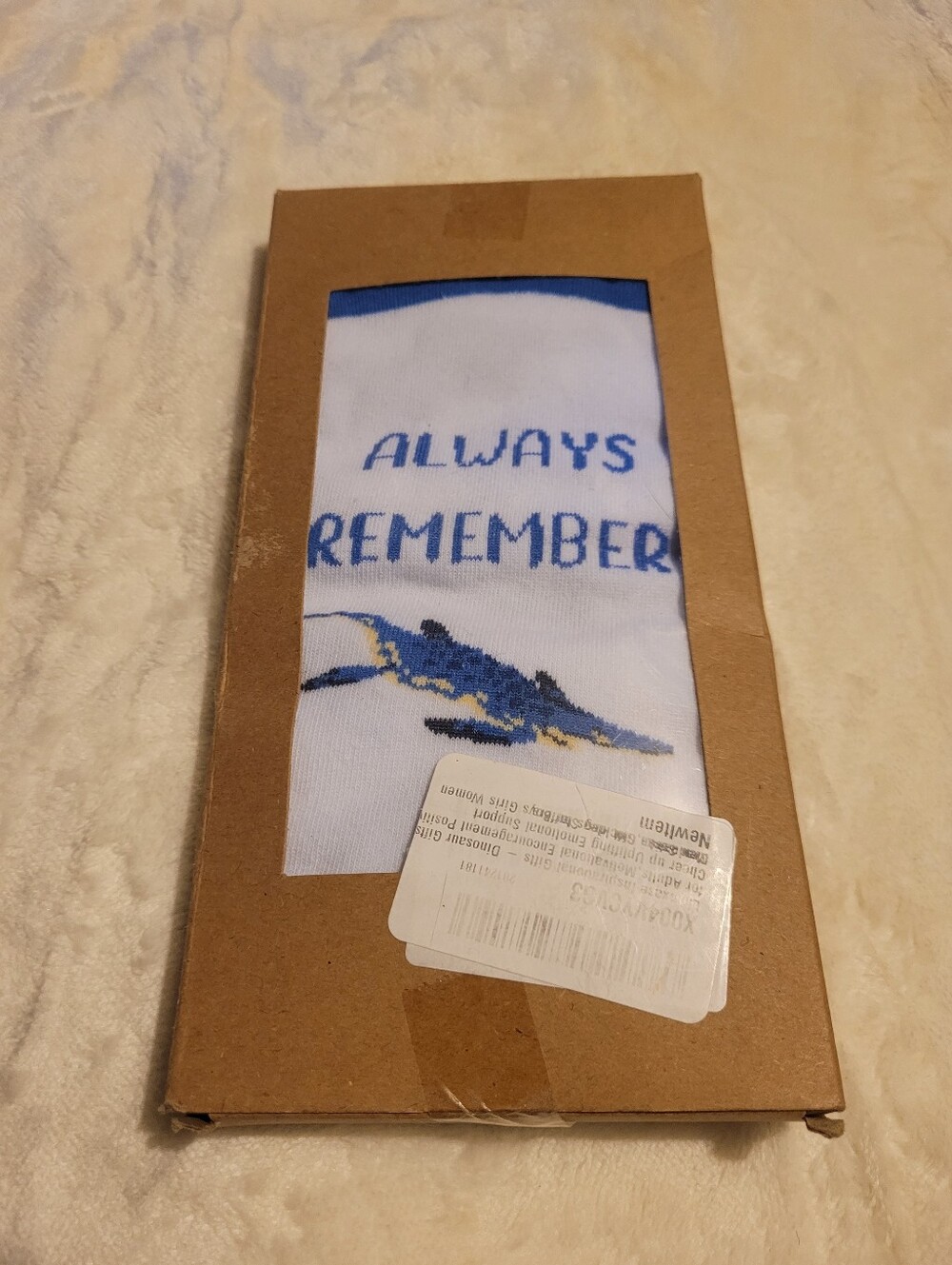 Mosasaurus Socks Always Remember You're Mosa-mighty- In White and Blue